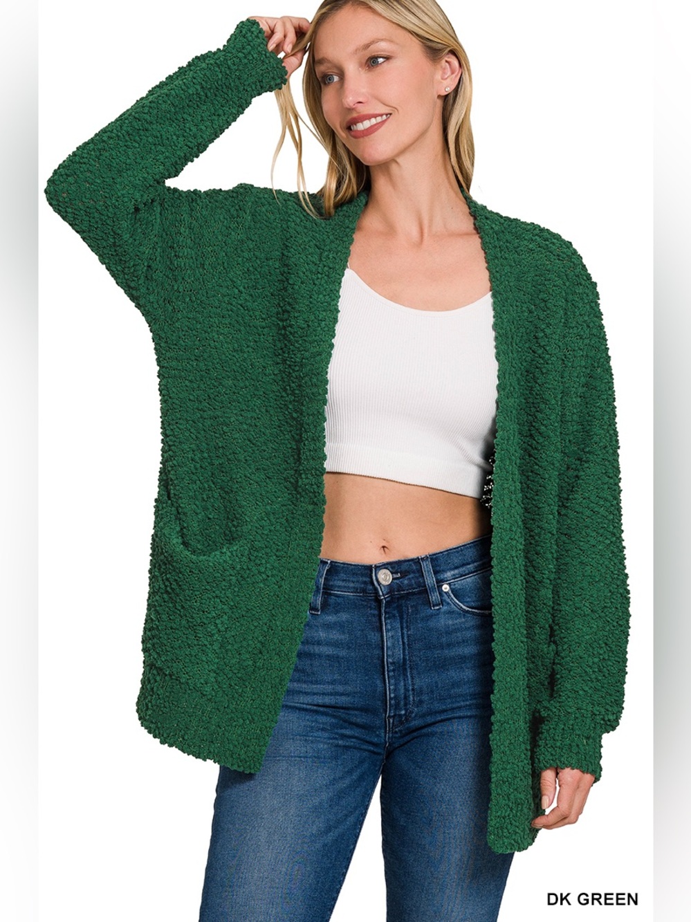 Zenana Long Sleeve Popcorn Sweater Cardigan with Pockets NWT🛍️